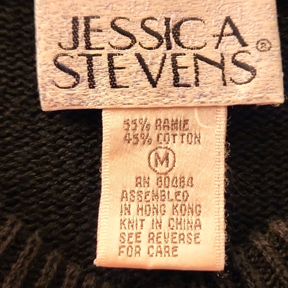 Jessica Steven's Crew Neck Sequins Long Sleeve Black Sweater Colorful - Picture 6 of 7